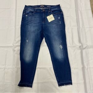 NWT DL1961 Dark Blue Distressed Florence Ankle Women's Mid Rise Skinny Jeans 18W